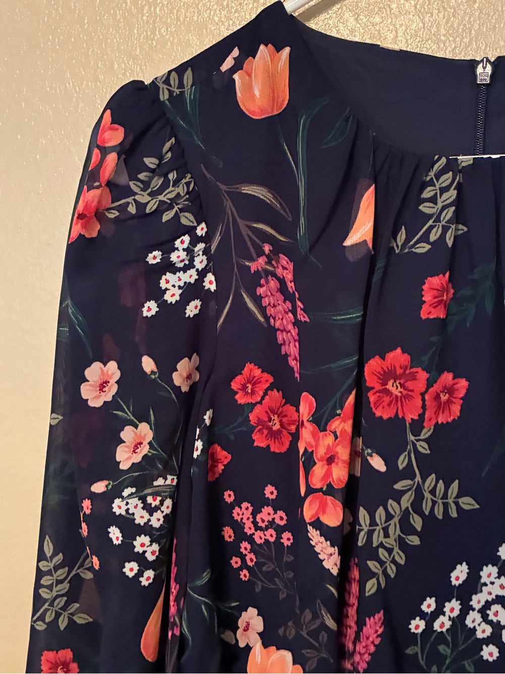 Eliza J Womens Balloon Long Sleeve Floral Cascade Maxi Dress Size 8 Navy Blue - Picture 4 of 6